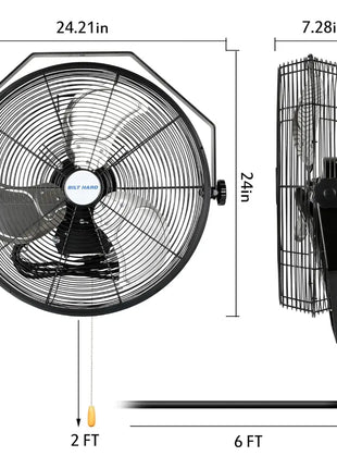 BILT HARD 20 inch Industrial Wall Mount Fan, 4600 CFM 3-Speed High Velocity Wall Fan with Sealed Motor, Heavy Duty Metal Barn Fans UL Listed 