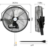 BILT HARD 20 inch Industrial Wall Mount Fan, 4600 CFM 3-Speed High Velocity Wall Fan with Sealed Motor, Heavy Duty Metal Barn Fans UL Listed 