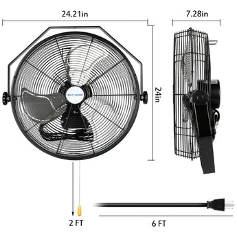 BILT HARD 20 inch Industrial Wall Mount Fan, 4600 CFM 3-Speed High Velocity Wall Fan with Sealed Motor, Heavy Duty Metal Barn Fans UL Listed 