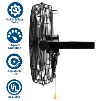 BILT HARD 20 inch Industrial Wall Mount Fan, 4600 CFM 3-Speed High Velocity Wall Fan with Sealed Motor, Heavy Duty Metal Barn Fans UL Listed 