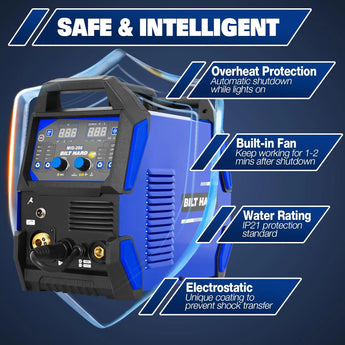 BILT HARD 200A MIG Welder, MIG/Flux Core MIG/Lift TIG/Stick 4-in-1 Welding Machine w/IGBT Inverter, 110V/220V Multi-Process Welder with Screen Display 