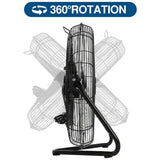 BILT HARD 20" High Velocity Floor Fan, 4600 CFM 3-Speed Industrial Shop Fan with Wall-Mounting System, Heavy Duty Metal Fan for Garage Workshop and Warehouse 