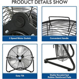BILT HARD 20" High Velocity Floor Fan, 4600 CFM 3-Speed Industrial Shop Fan with Wall-Mounting System, Heavy Duty Metal Fan for Garage Workshop and Warehouse 