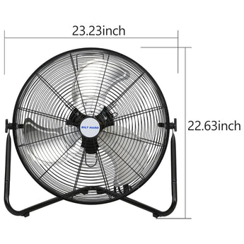 BILT HARD 20" High Velocity Floor Fan, 4600 CFM 3-Speed Industrial Shop Fan with Wall-Mounting System, Heavy Duty Metal Fan for Garage Workshop and Warehouse 