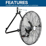 BILT HARD 20" High Velocity Floor Fan, 4600 CFM 3-Speed Industrial Shop Fan with Wall-Mounting System, Heavy Duty Metal Fan for Garage Workshop and Warehouse 