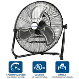 BILT HARD 20" High Velocity Floor Fan, 4650 CFM 3-Speed Heavy Duty Metal Fan with Wall-Mounting System, Industrial Shop Fan 