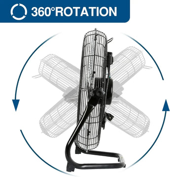 BILT HARD 20" High Velocity Floor Fan, 4650 CFM 3-Speed Heavy Duty Metal Fan with Wall-Mounting System, Industrial Shop Fan 