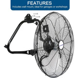 BILT HARD 20" High Velocity Floor Fan, 4650 CFM 3-Speed Heavy Duty Metal Fan with Wall-Mounting System, Industrial Shop Fan 