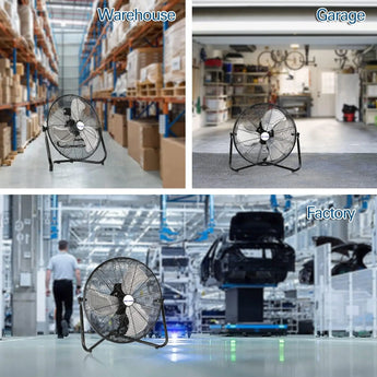 BILT HARD 20" High Velocity Floor Fan, 4650 CFM 3-Speed Heavy Duty Metal Fan with Wall-Mounting System, Industrial Shop Fan 