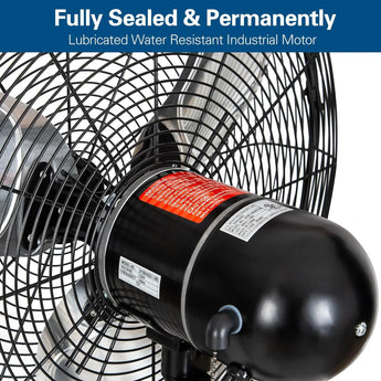 BILT HARD 20" Oscillating High-Velocity Outdoor Wall Misting Fan, 3-Speed Patio Fans for Outside, 80° Oscillation, Waterproof, Industrial Wall Mount Fan for Outdoor, UL Listed 