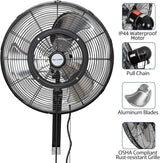 BILT HARD 20" Oscillating High-Velocity Outdoor Wall Misting Fan, 3-Speed Patio Fans for Outside, 80° Oscillation, Waterproof, Industrial Wall Mount Fan for Outdoor, UL Listed 
