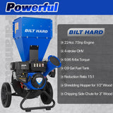 BILT HARD 224cc 7.5hp Gas Powered Wood Chipper 