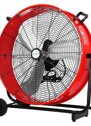 BILT HARD 24" 8100 CFM High Velocity Industrial Drum Fan, 3-Speed Heavy Duty Metal Red Shop Fan for Warehouse, Workshops, Garage, Factory and Basement, UL Listed 