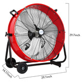 BILT HARD 24" 8100 CFM High Velocity Industrial Drum Fan, 3-Speed Heavy Duty Metal Red Shop Fan for Warehouse, Workshops, Garage, Factory and Basement, UL Listed 