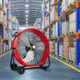 BILT HARD 24" 8100 CFM High Velocity Industrial Drum Fan, 3-Speed Heavy Duty Metal Red Shop Fan for Warehouse, Workshops, Garage, Factory and Basement, UL Listed 