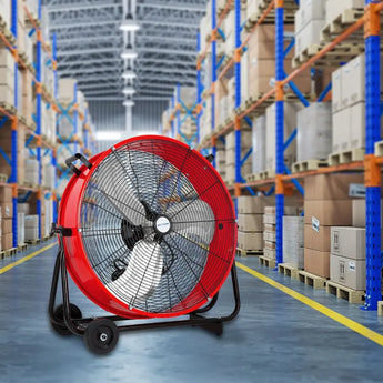BILT HARD 24" 8100 CFM High Velocity Industrial Drum Fan, 3-Speed Heavy Duty Metal Red Shop Fan for Warehouse, Workshops, Garage, Factory and Basement, UL Listed 