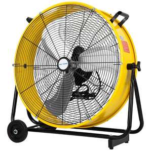 BILT HARD 24" 8100 CFM High Velocity Industrial Drum Fan, 3-Speed Heavy Duty Metal Yellow Shop Fan for Garage, Warehouse, Workshops, Factory and Basement, UL Listed 