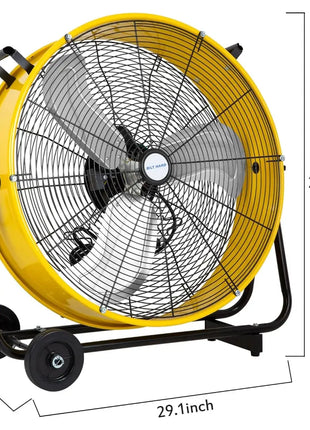 BILT HARD 24" 8100 CFM High Velocity Industrial Drum Fan, 3-Speed Heavy Duty Metal Yellow Shop Fan for Garage, Warehouse, Workshops, Factory and Basement, UL Listed 