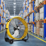 BILT HARD 24" 8100 CFM High Velocity Industrial Drum Fan, 3-Speed Heavy Duty Metal Yellow Shop Fan for Garage, Warehouse, Workshops, Factory and Basement, UL Listed 