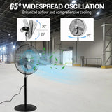 BILT HARD 24" High Velocity Pedestal Oscillating Fan, 6450 CFM 3-Speed Heavy Duty Industrial Standing Fan with Aluminum Blades and Adjustable Height, Metal Shop Fan 