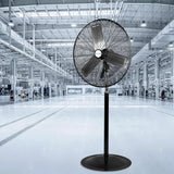 BILT HARD 24" High Velocity Pedestal Oscillating Fan, 6450 CFM 3-Speed Heavy Duty Industrial Standing Fan with Aluminum Blades and Adjustable Height, Metal Shop Fan 