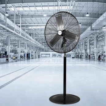BILT HARD 24" High Velocity Pedestal Oscillating Fan, 6450 CFM 3-Speed Heavy Duty Industrial Standing Fan with Aluminum Blades and Adjustable Height, Metal Shop Fan 