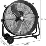BILT HARD 24" Ultra Quiet Variable Speed High Velocity Drum Fan, DC Motor, 7800 CFM Industrial Heavy Duty Shop Fan for Warehouse, Workshops, Garage and Factory, UL Listed 