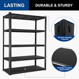 BILT HARD 2500LBS 48" W x 18" D x 72" H Garage Shelving, 5-Shelf Industrial Storage Shelves Heavy Duty, Metal Shelving Units with Adjustable Shelf, Steel Utility Shelves 