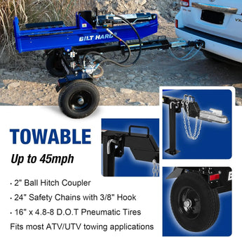 BILT HARD 30-Ton Full Beam Gas Log Splitter: 7.5hp 223cc OHV Engine, 22.6" Stroke 