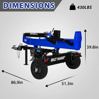 BILT HARD 30-Ton Full Beam Gas Log Splitter: 7.5hp 223cc OHV Engine, 22.6" Stroke 