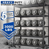 BILT HARD 3000LBS 48" W x 24" D x 72" H Garage Shelving, 5-Shelf Industrial Storage Shelves Heavy Duty, Metal Shelving Units with Adjustable Shelf, Steel Utility Shelves 