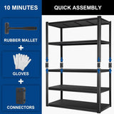 BILT HARD 3000LBS 48" W x 24" D x 72" H Garage Shelving, 5-Shelf Industrial Storage Shelves Heavy Duty, Metal Shelving Units with Adjustable Shelf, Steel Utility Shelves 