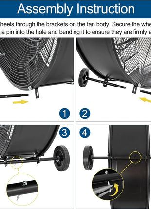 BILT HARD 34 inch 15000 CFM High Velocity Drum Fan, 3-Speed Industrial Heavy Duty Shop Fan for Warehouse, Garage, Commercial, Workshop and Factory - UL Listed - bilthard