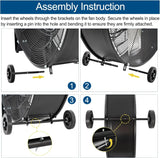 BILT HARD 34 inch 15000 CFM High Velocity Drum Fan, 3-Speed Industrial Heavy Duty Shop Fan for Warehouse, Garage, Commercial, Workshop and Factory - UL Listed - bilthard