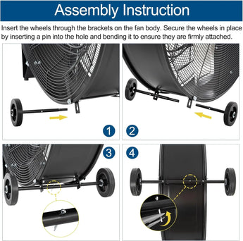 BILT HARD 34 inch 15000 CFM High Velocity Drum Fan, 3-Speed Industrial Heavy Duty Shop Fan for Warehouse, Garage, Commercial, Workshop and Factory - UL Listed - bilthard