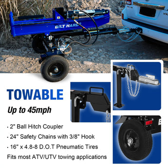 BILT HARD 35-Ton Full Beam Gas Log Splitter: 10hp 301cc OHV Engine, 23" Stroke 