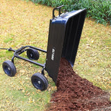 BILT HARD 4 Cu.Ft. 10" No-Flat Tires Poly Yard Dump Cart with 180° Rotating Handle, 600 lbs Capacity Heavy Duty Garden Carts and Wagons 