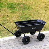 BILT HARD 4 Cu.Ft. 10" No-Flat Tires Poly Yard Dump Cart with 180° Rotating Handle, 600 lbs Capacity Heavy Duty Garden Carts and Wagons 