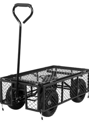 BILT HARD 400 lbs 10" Flat Free Tires Steel Garden Cart with 180° Rotating Handle and Removable Sides, 4 Cu.Ft Capacity Utility Heavy Duty Garden Carts and Wagons 