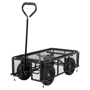 BILT HARD 400 lbs 10" Flat Free Tires Steel Garden Cart with 180° Rotating Handle and Removable Sides, 4 Cu.Ft Capacity Utility Heavy Duty Garden Carts and Wagons 