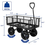 BILT HARD 400 lbs 10" Flat Free Tires Steel Garden Cart with 180° Rotating Handle and Removable Sides, 4 Cu.Ft Capacity Utility Heavy Duty Garden Carts and Wagons 