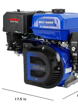 BILT HARD 420cc 15HP Gas Engine with Electric Start, Horizontal Shaft 4 Stroke OHV Gas Motor, Gas Powered Multi-Use Engine 