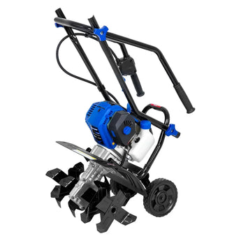 BILT HARD 46cc 4-Cycle 1.9HP Gas Tiller Cultivator – 16" Heavy-Duty Steel Tines, Adjustable Wheels & Cushioned Handles for Powerful Plowing, Tilling & Weeding in Gardens & Farms 