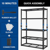 BILT HARD 48" W Garage Shelving 2500 LBS, 72" H x 18" D Storage Shelves, Heavy Duty 5-Tier Metal Shelving Units with Adjustable Shelf, Steel Wire Utility Shelving 