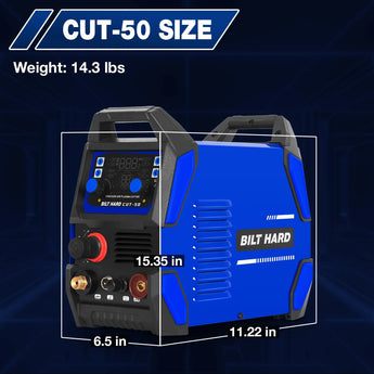 BILT HARD 50A Plasma Cutter, 110V/220V Dual Voltage Pilot Arc Plasma Cutter Machine, 5/8 inch Maximum Cut, IGBT Plasma Cutting Machine with Display Screen 