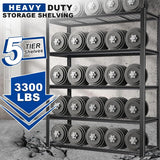 BILT HARD 60" W Garage Shelving 3300 LBS, 72" H x 18" D Storage Shelves, Heavy Duty 5-Tier Metal Shelving Units with Adjustable Shelf, Steel Wire Utility Shelving 