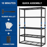BILT HARD 60" W Garage Shelving 3300 LBS, 72" H x 18" D Storage Shelves, Heavy Duty 5-Tier Metal Shelving Units with Adjustable Shelf, Steel Wire Utility Shelving 