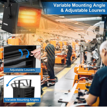 BILT HARD 7500W Electric Garage Heater, 240V Digital Fan-Forced Ceiling Mount Heater with Remote, Hardwired Shop Garage Heater with Thermostat, Overheat Protection, Timer, Ideal for Workshop 