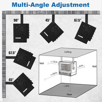 BILT HARD 7500W Electric Garage Heater, 240V Digital Fan-Forced Ceiling Mount Heater with Remote, Hardwired Shop Garage Heater with Thermostat, Overheat Protection, Timer, Ideal for Workshop 