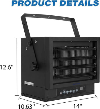 BILT HARD 7500W Electric Garage Heater, 240V Digital Fan-Forced Ceiling Mount Heater with Remote, Hardwired Shop Garage Heater with Thermostat, Overheat Protection, Timer, Ideal for Workshop 